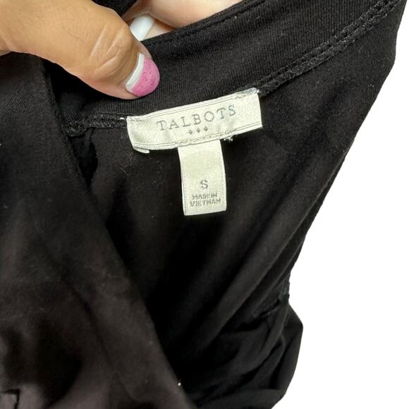 TALBOTS Womens Small Black Jersey Knit Short Sleeve Tie Back T-Shirt Swing Dress - Picture 6 of 8